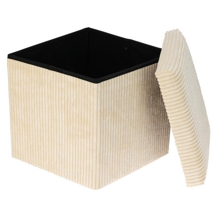 Taburet s úložným prostorem Homestyling KO-170500420bezo 38 cm krémová