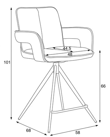 Barová židle Autronic otočná 180, šedá, látka, AUB-F1146 GREY2 (13)