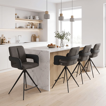 Barová židle Autronic otočná 180, šedá, látka, AUB-F1146 GREY2 (1)