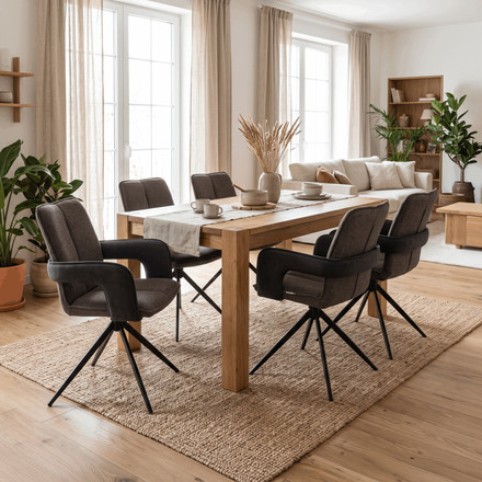 Moderní jídelní židle Autronic otočná 180, šedá, látka, DCH-F1146 GREY2 (1)