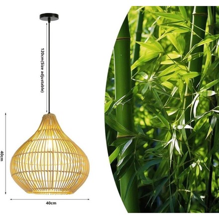 Závěsné svítidlo Immax (08257L) BOHO PELO 40x40cm, E27, přírodní ratan (2)