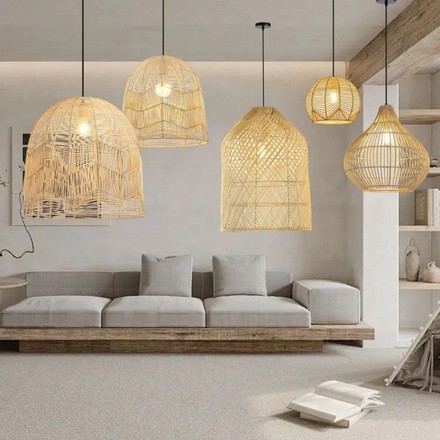 Závěsné svítidlo Immax (08257L) BOHO PELO 40x40cm, E27, přírodní ratan (5)