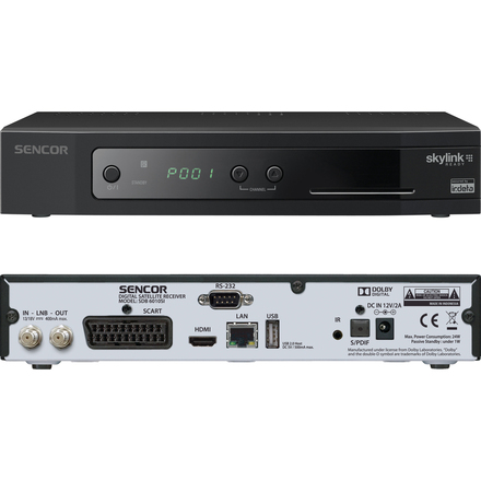 Satelitní přijímač Sencor SDB 6010SI DVB-S2 IRDETO USB PVR