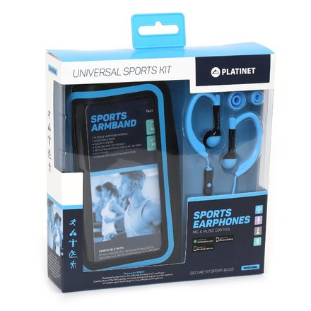 Sportovní sluchátka Platinet IN-EAR EARPHONES + MIC SPORT + ARMBAND PM1070 BLUE