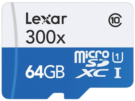 Paměťová karta Lexar 64GB microSDXC 300x s adaptérem (Class 10)