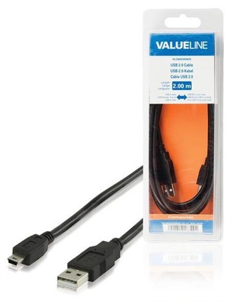 USB kabel Valueline VLCB60300B20 USB-miniUSB, 2m