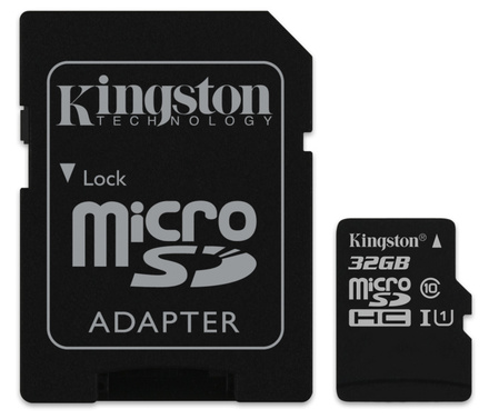 Paměťová karta Kingston MicroSDHC 32GB UHS-I U1 (45MB/s) + adaptér