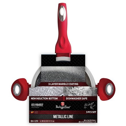 Sada nádobí s mramorovým povrchem Berlingerhaus BH 1291 Sada nádobí s mramorovým povrchem 3 ks Metallic Line červená (1)