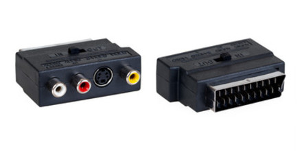 Adaptér AQ KV201 přechodka scart - 3X RCA (cinch) AV + S-video - vstup/výstup