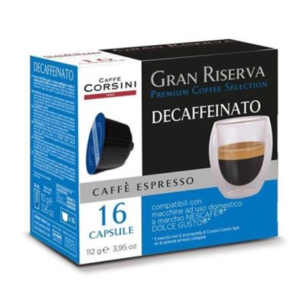 Kávové kapsle CAFFÉ CORSINI GRAN RISERVA ESPRESSO BEZ KOFEINU, 16 ks