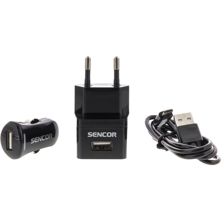 Nabíječka do auta Sencor SCO 515-000BK USB KIT 1M/WALL/CAR