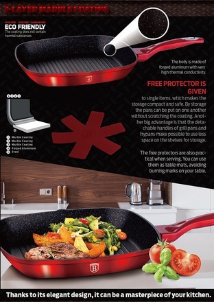 Pánev grilovací s mramorovým povrchem Berlingerhaus BH 1271 28 cm Burgundy Metallic Line (2)